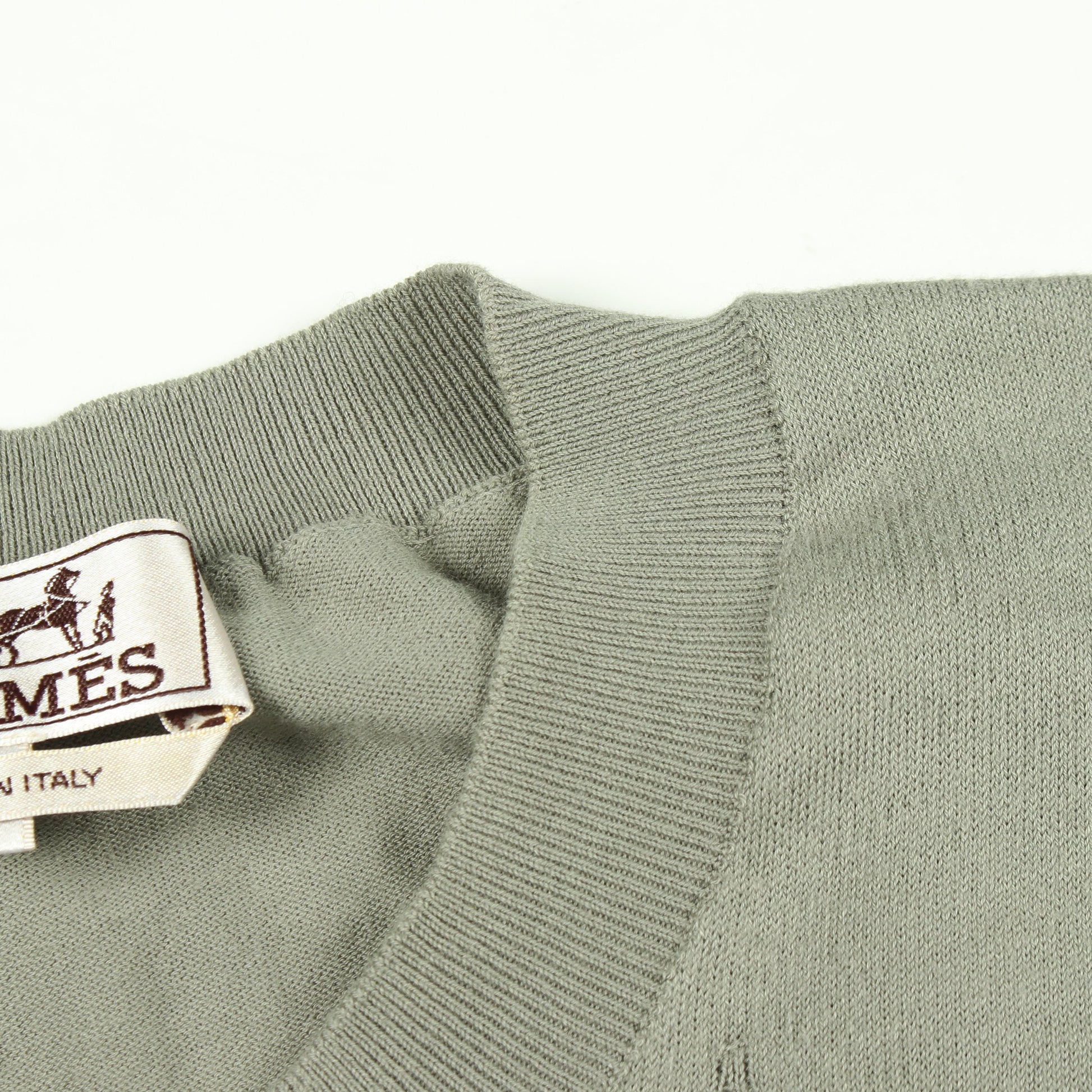 Selles en Fragments 半袖 ニット コットン グレーグリーン エルメス トップス HERMES