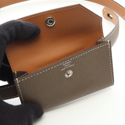 ケリーポケット18 エトゥープ ベルト ヴォーエプソン グレーブラウン シルバー金具 U刻印 エルメス 財布・小物 HERMES