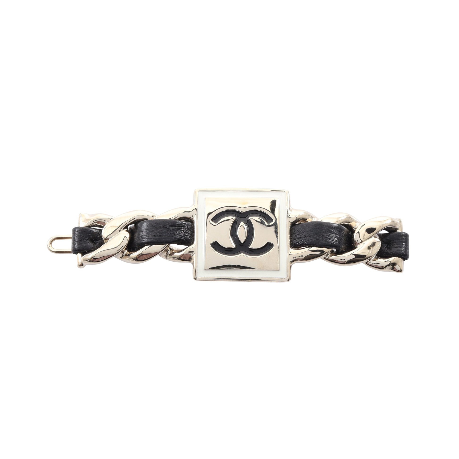 ココマーク バレッタ GP レザー ゴールド ブラック ホワイト B21B シャネル アクセサリー CHANEL