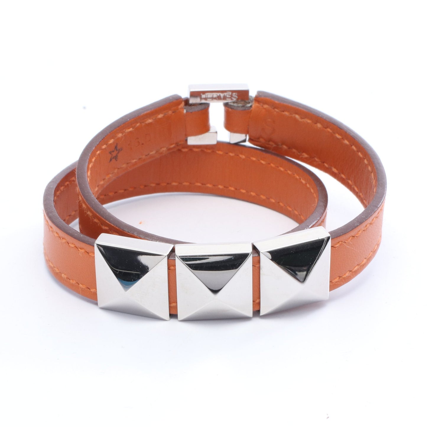 メドール コリエドシアン ブレスレット GP レザー シルバー オレンジ □K刻印 エルメス アクセサリー HERMES