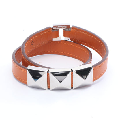 メドール コリエドシアン ブレスレット GP レザー シルバー オレンジ □K刻印 エルメス アクセサリー HERMES