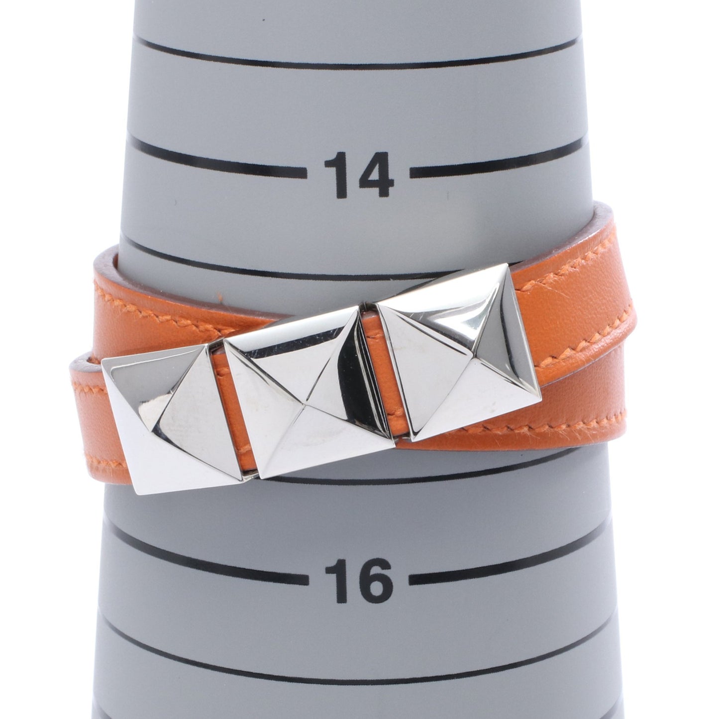 メドール コリエドシアン ブレスレット GP レザー シルバー オレンジ □K刻印 エルメス アクセサリー HERMES