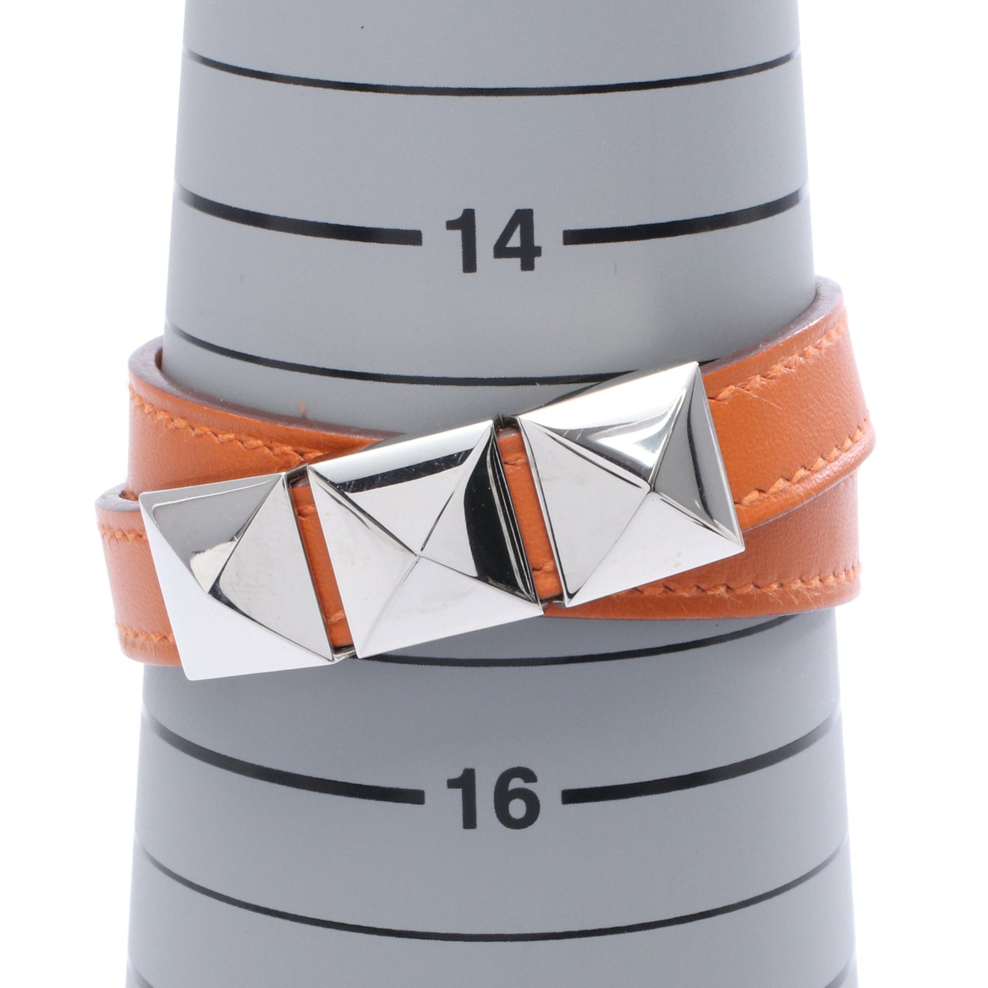 メドール コリエドシアン ブレスレット GP レザー シルバー オレンジ □K刻印 エルメス アクセサリー HERMES