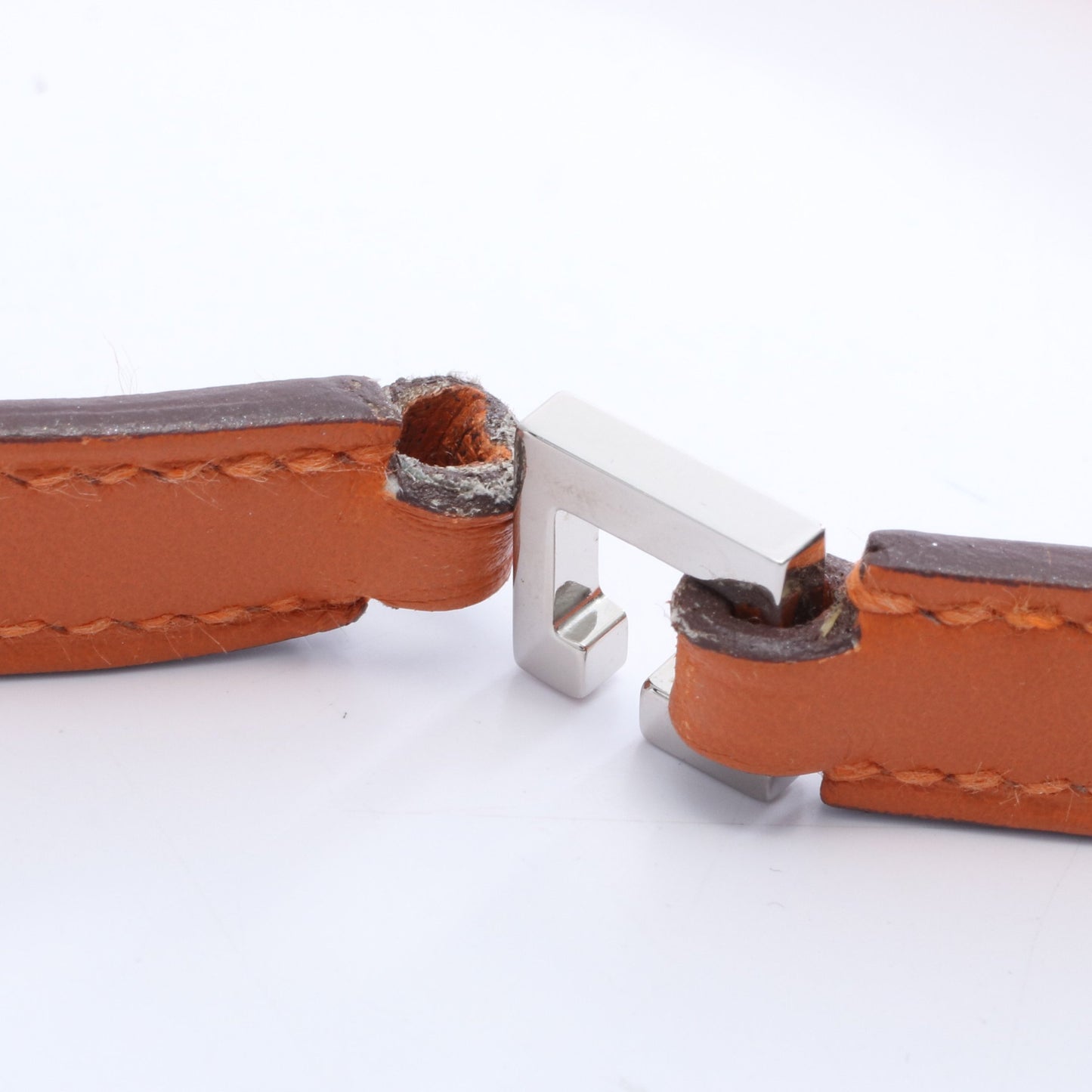メドール コリエドシアン ブレスレット GP レザー シルバー オレンジ □K刻印 エルメス アクセサリー HERMES
