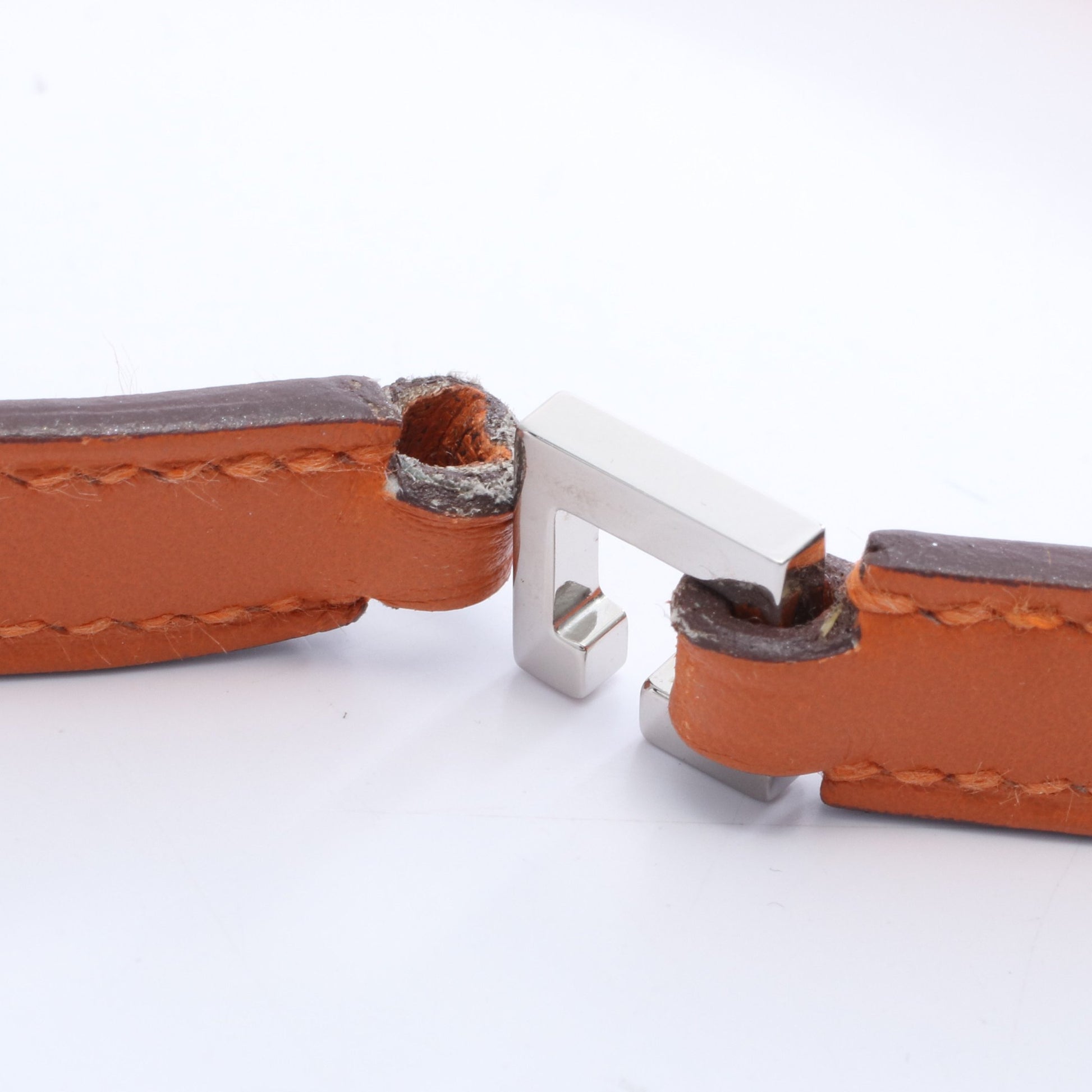 メドール コリエドシアン ブレスレット GP レザー シルバー オレンジ □K刻印 エルメス アクセサリー HERMES