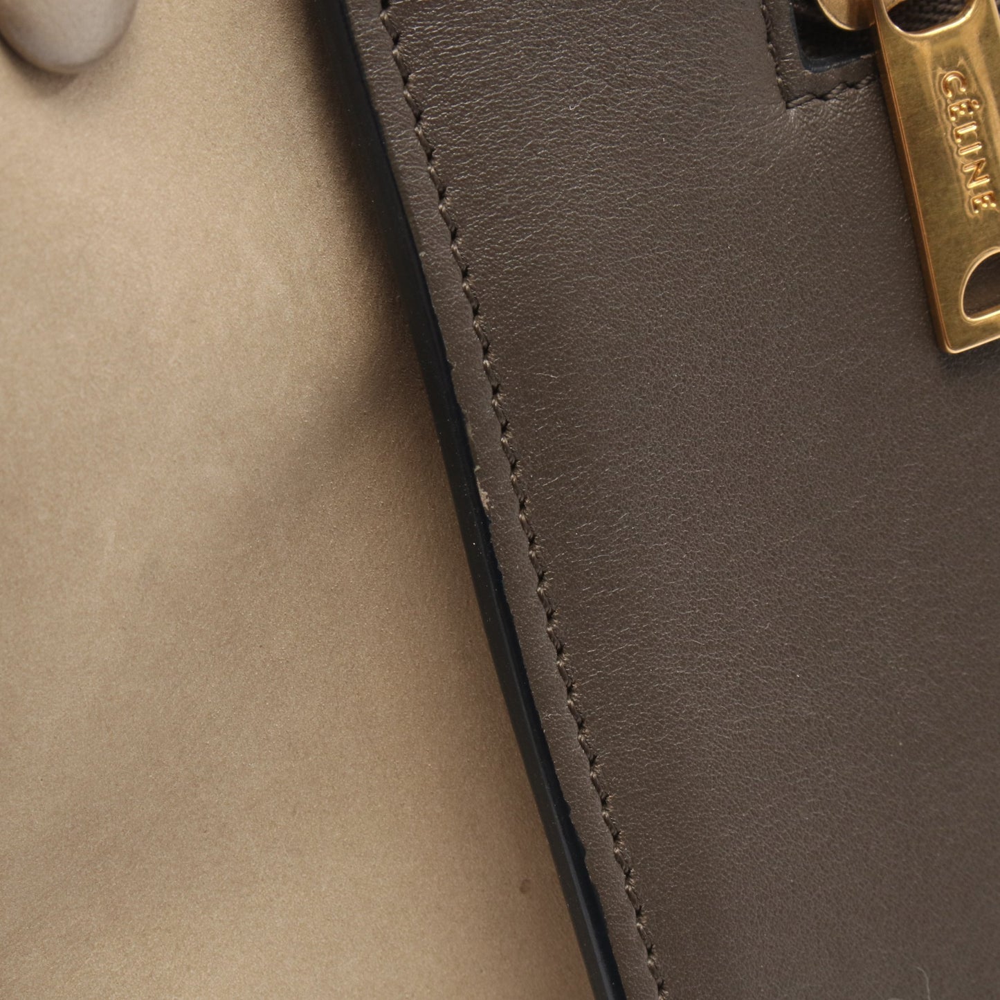 トラペーズ スモール クロコ型押し 2WAY ハンドバッグ レザー ヌバック グレーブラウン ベージュ セリーヌ バッグ CELINE