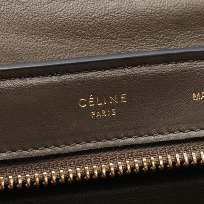トラペーズ スモール クロコ型押し 2WAY ハンドバッグ レザー ヌバック グレーブラウン ベージュ セリーヌ バッグ CELINE