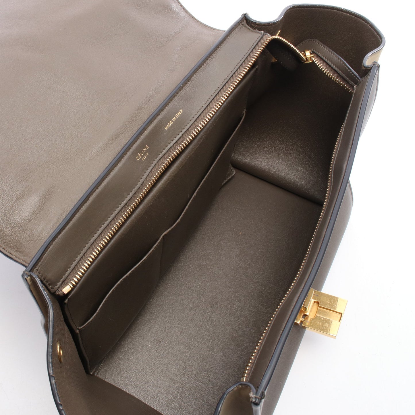 トラペーズ スモール クロコ型押し 2WAY ハンドバッグ レザー ヌバック グレーブラウン ベージュ セリーヌ バッグ CELINE
