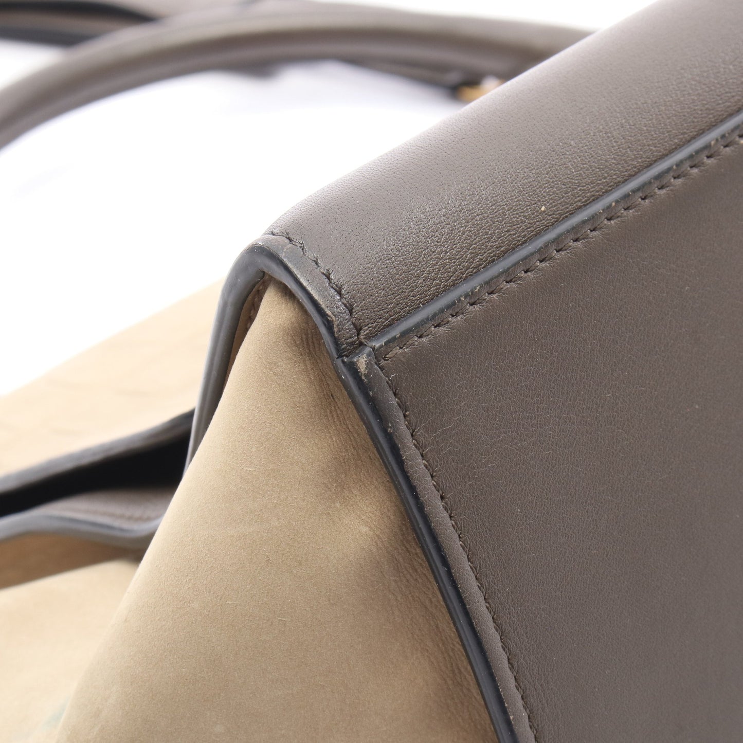 トラペーズ スモール クロコ型押し 2WAY ハンドバッグ レザー ヌバック グレーブラウン ベージュ セリーヌ バッグ CELINE