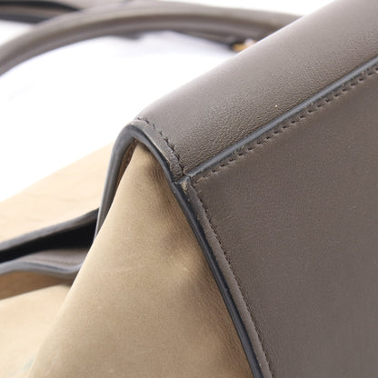 トラペーズ スモール クロコ型押し 2WAY ハンドバッグ レザー ヌバック グレーブラウン ベージュ セリーヌ バッグ CELINE