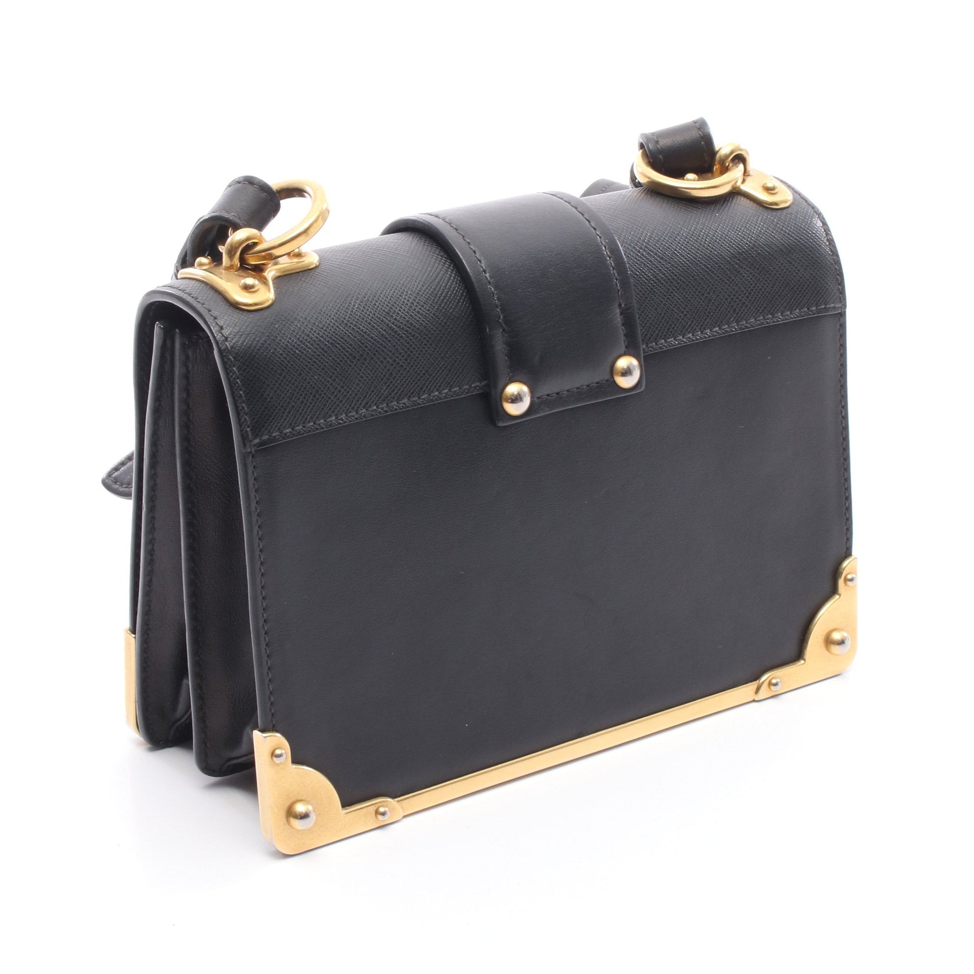 カイエ ショルダーバッグ レザー サフィアーノレザー ブラック プラダ バッグ PRADA