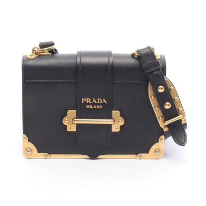 カイエ ショルダーバッグ レザー サフィアーノレザー ブラック プラダ バッグ PRADA