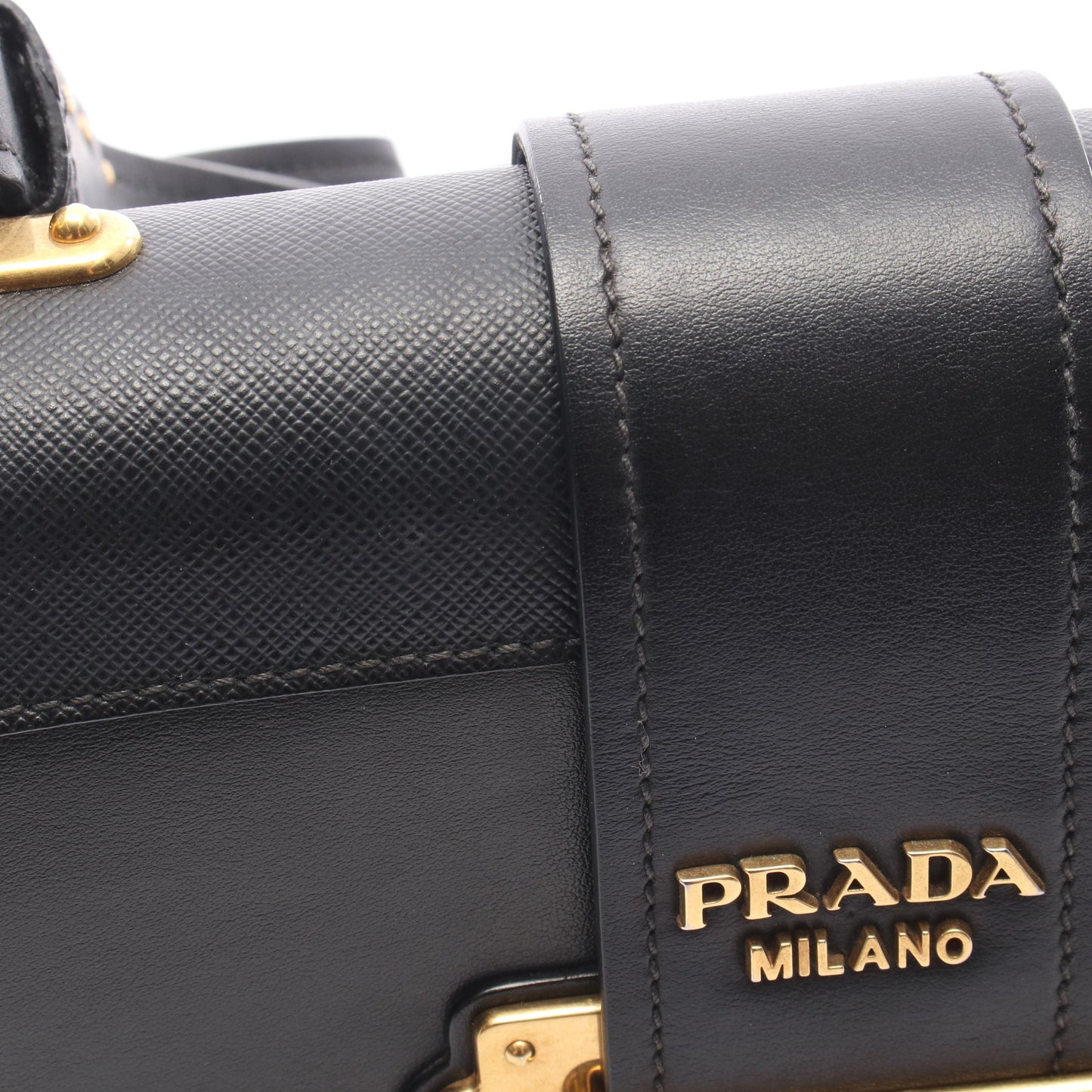 カイエ ショルダーバッグ レザー サフィアーノレザー ブラック プラダ バッグ PRADA