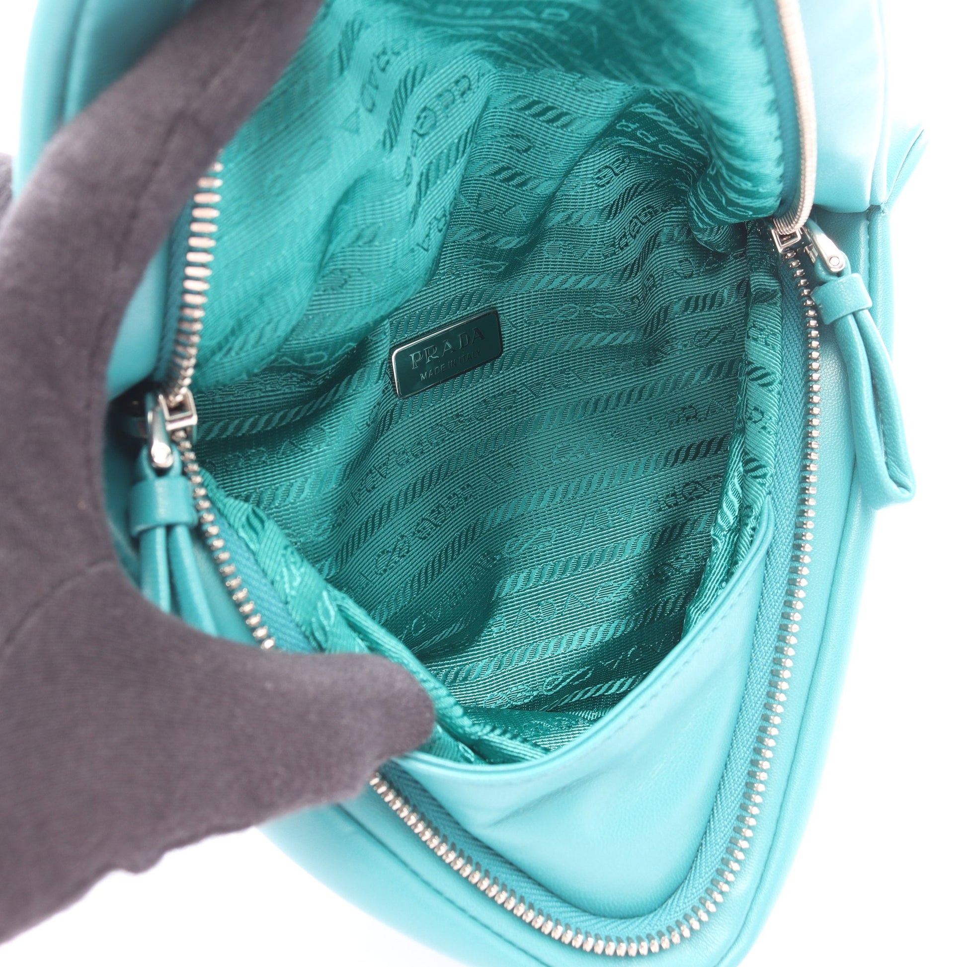 トライアングル 2WAY ハンドバッグ レザー ターコイズブルー プラダ バッグ PRADA