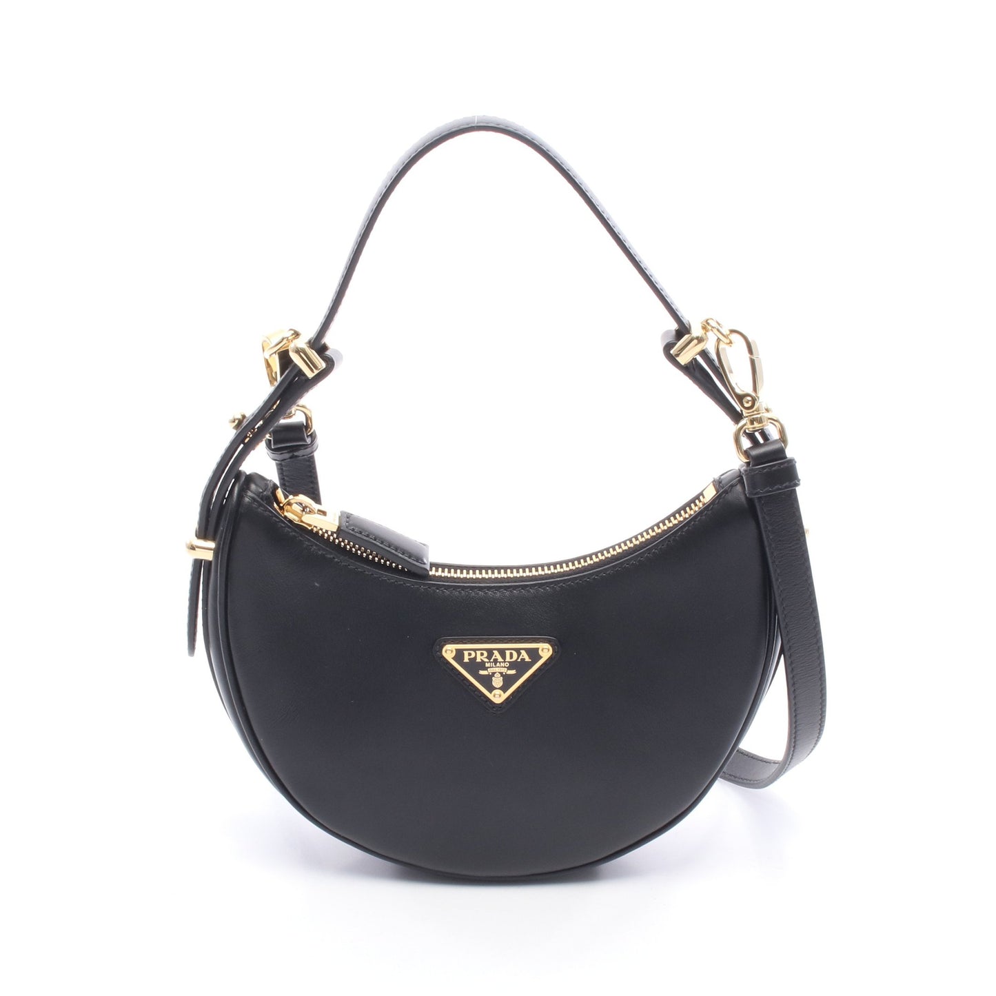 SOFT CALF アーケ 2WAY ハンドバッグ レザー ブラック プラダ バッグ PRADA