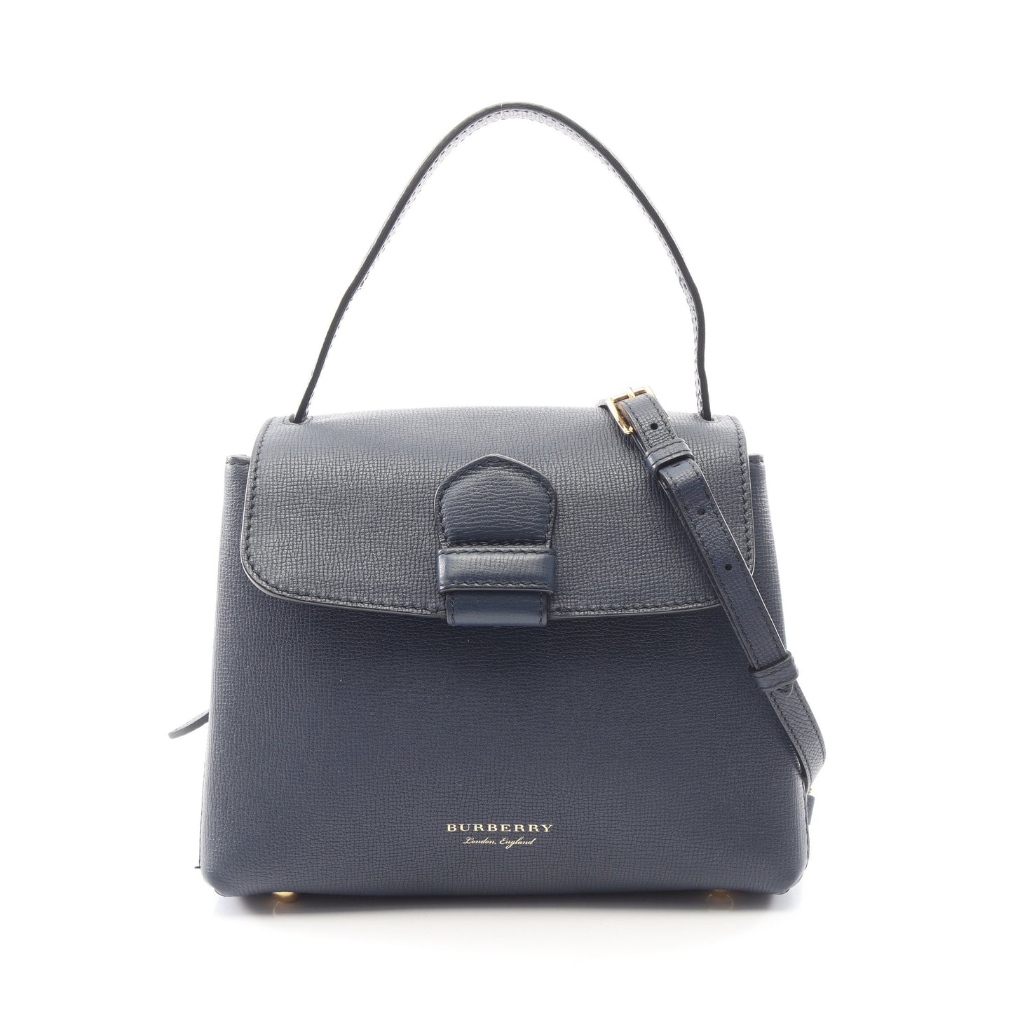 キャンベリー 2WAY ハンドバッグ レザー ネイビー バーバリー バッグ BURBERRY