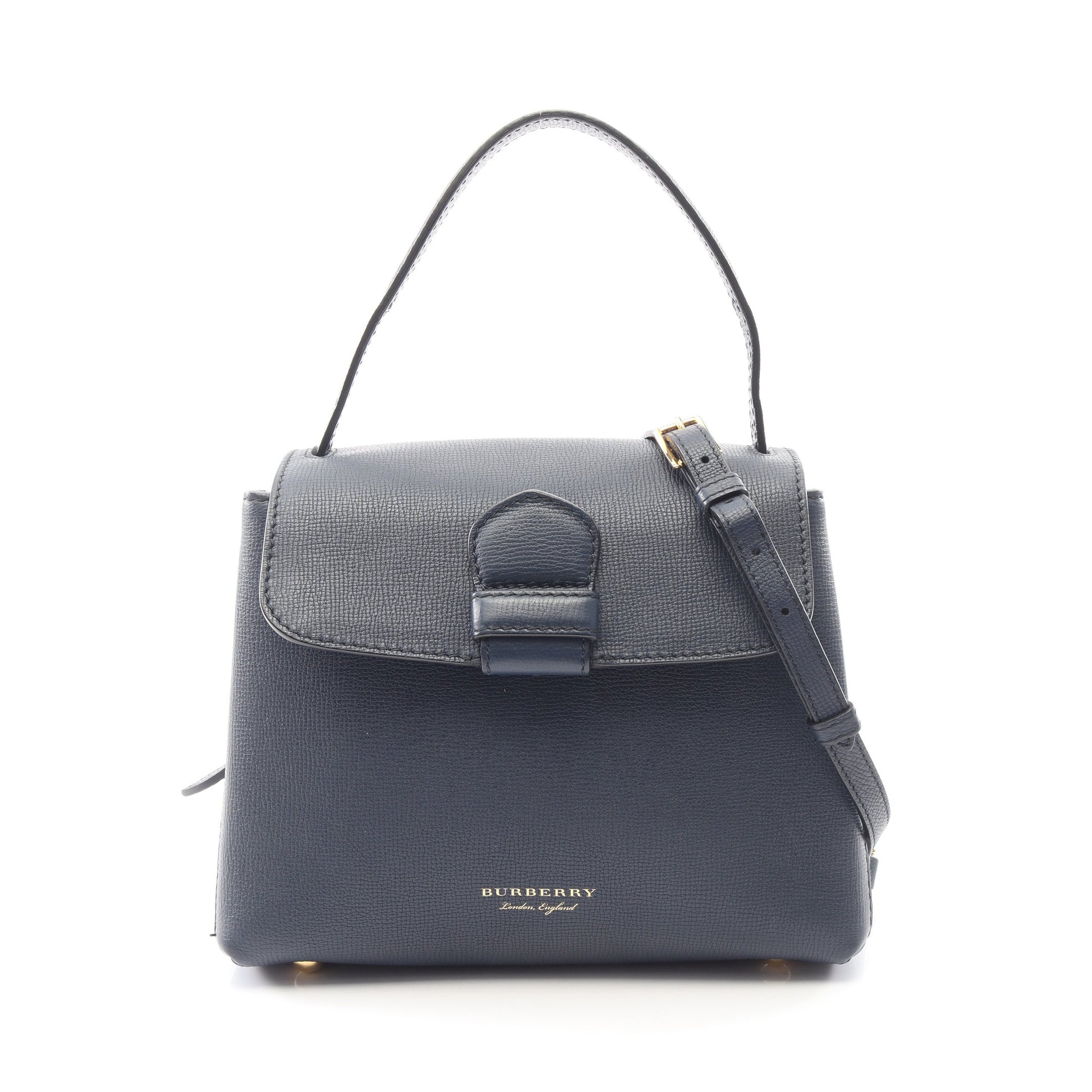 キャンベリー 2WAY ハンドバッグ レザー ネイビー バーバリー バッグ BURBERRY