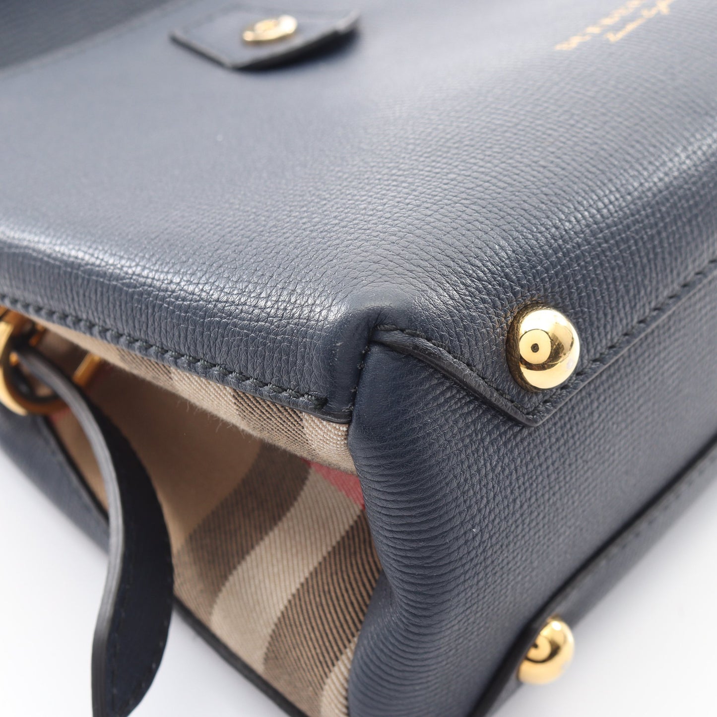 キャンベリー 2WAY ハンドバッグ レザー ネイビー バーバリー バッグ BURBERRY
