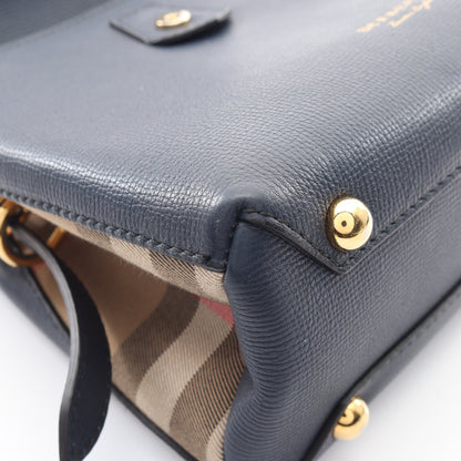 キャンベリー 2WAY ハンドバッグ レザー ネイビー バーバリー バッグ BURBERRY