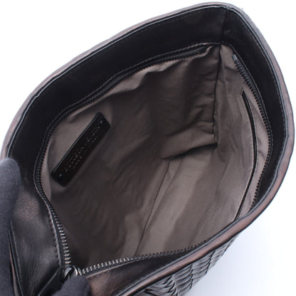 イントレチャート ショルダーバッグ レザー ダークブラウン ブラック ボッテガヴェネタ バッグ BOTTEGA VENETA