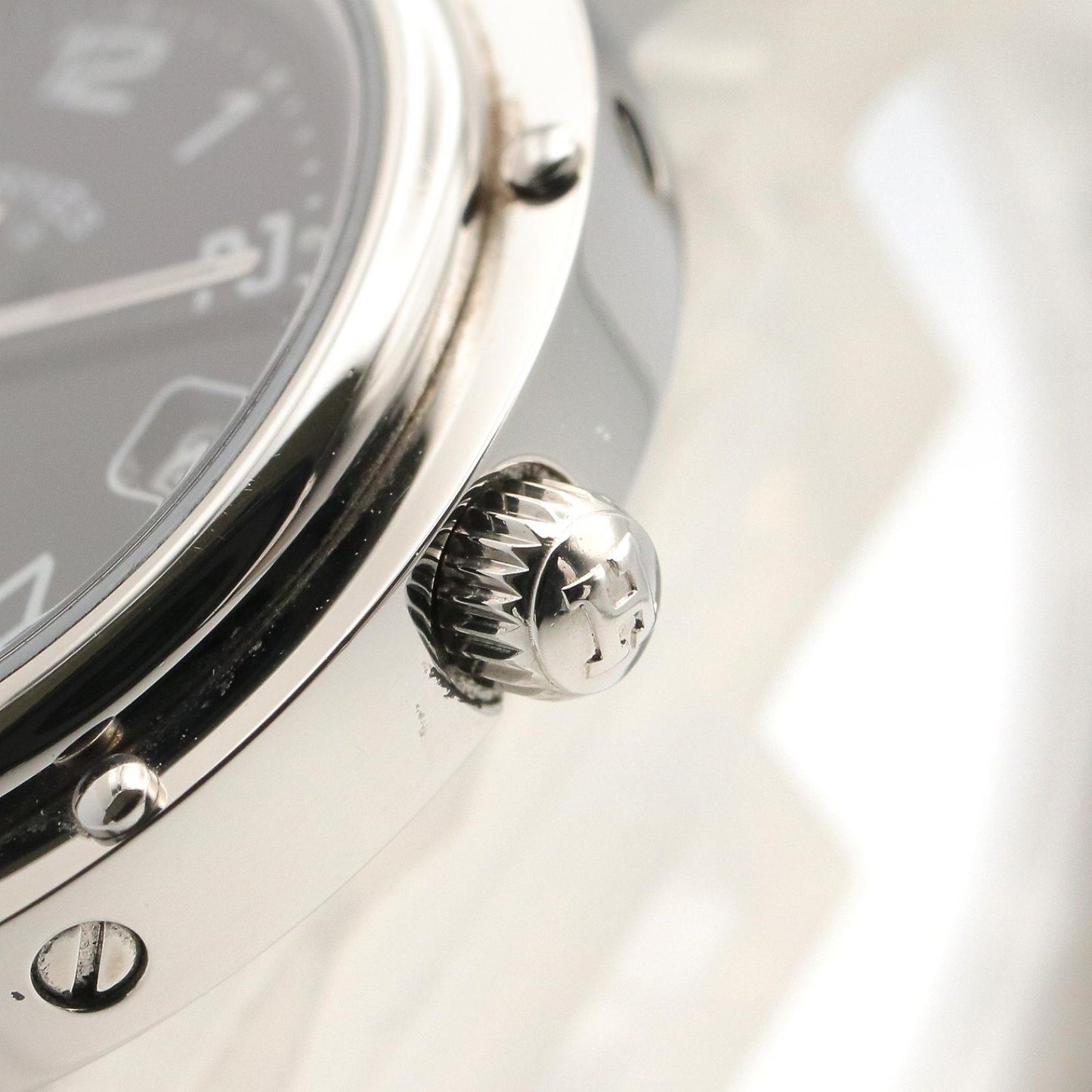 クリッパー レディース 腕時計 クオーツ SS ブラック エルメス