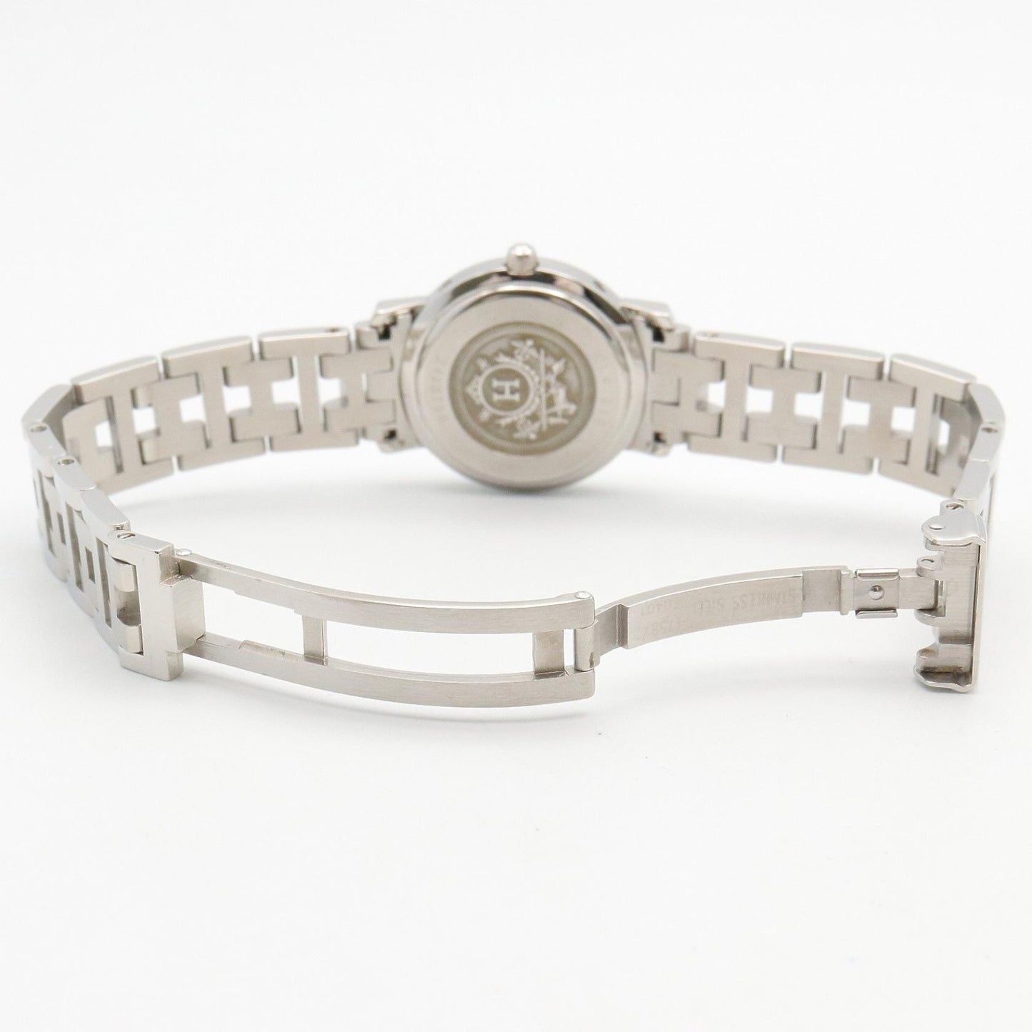 クリッパー レディース 腕時計 クオーツ SS ブラック エルメス