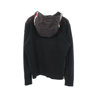 ニット切替 ジップアップパーカー ジャケット ナイロン コットン ブラック モンクレール アウター MONCLER