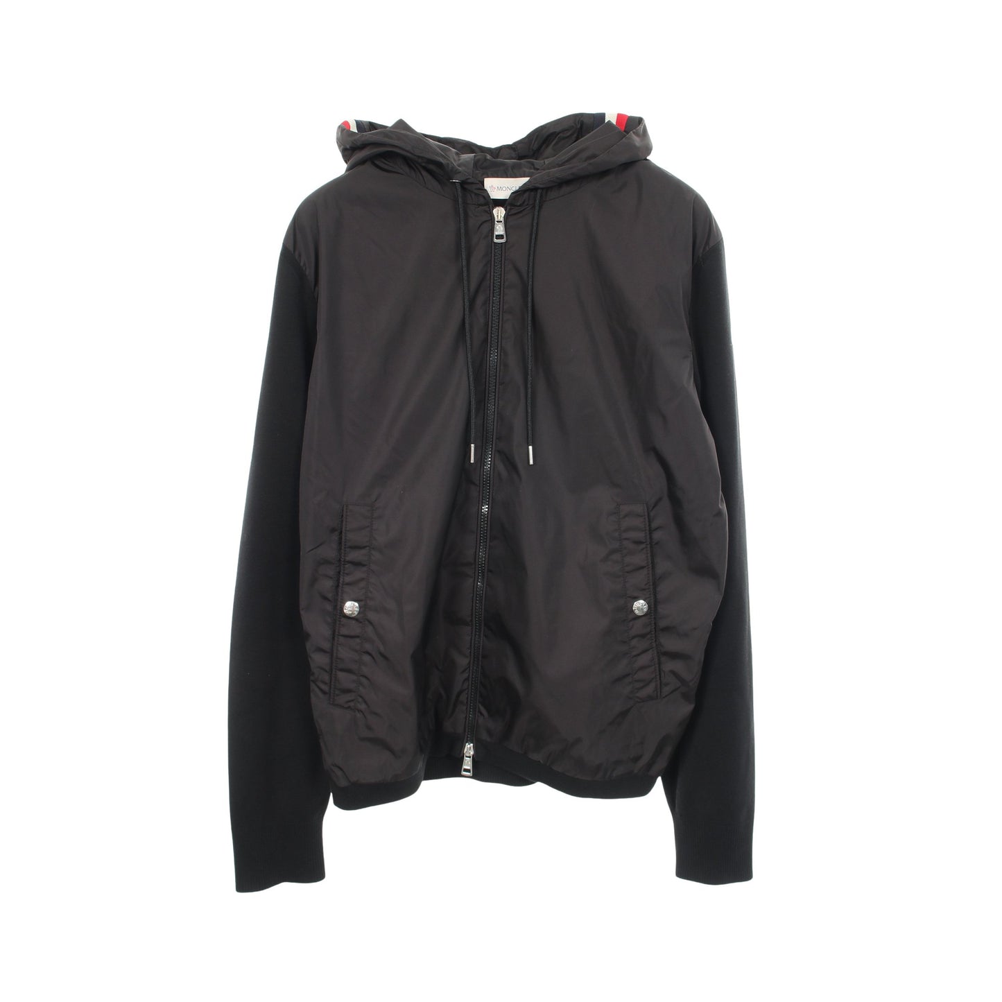 ニット切替 ジップアップパーカー ジャケット ナイロン コットン ブラック モンクレール アウター MONCLER