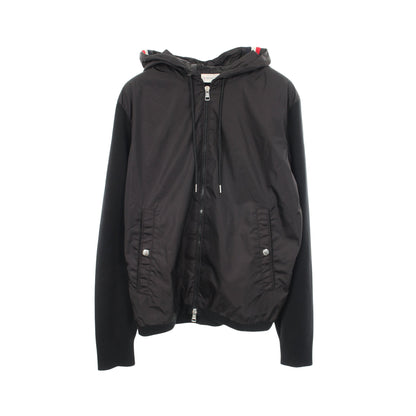 ニット切替 ジップアップパーカー ジャケット ナイロン コットン ブラック モンクレール アウター MONCLER