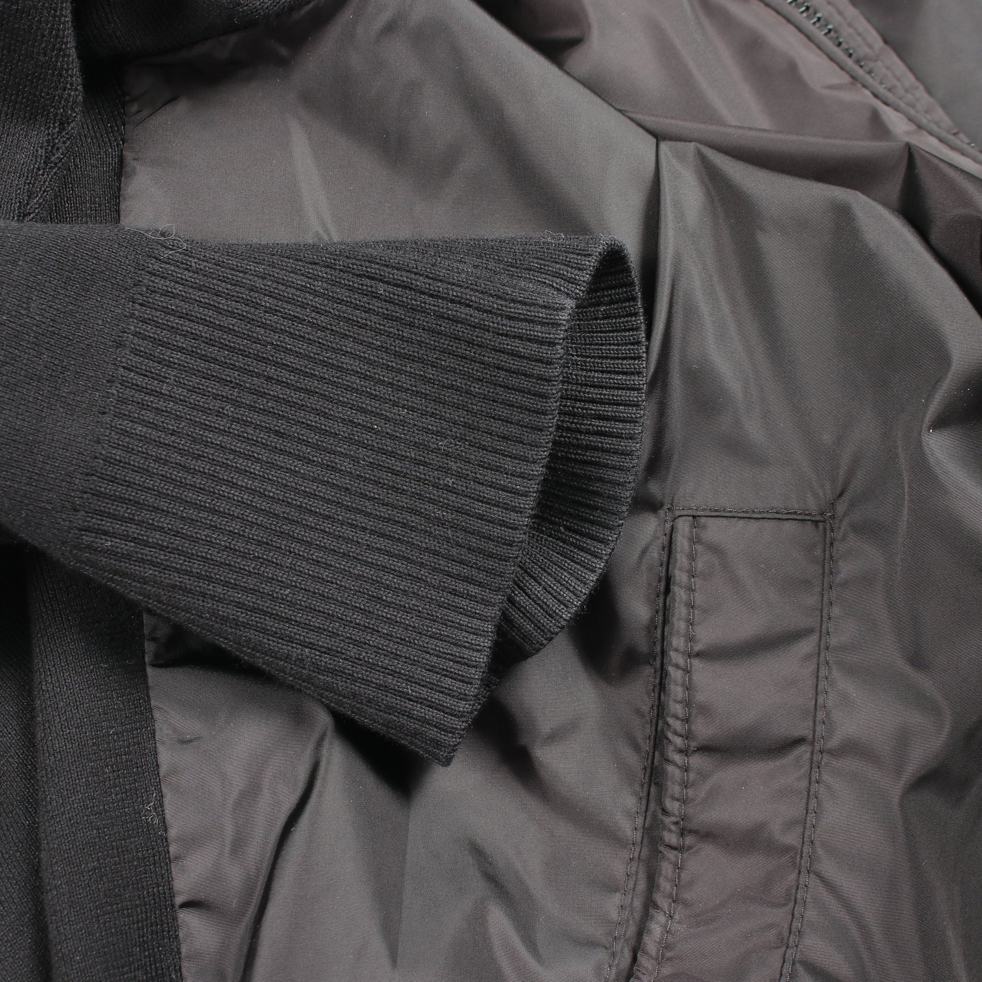 ニット切替 ジップアップパーカー ジャケット ナイロン コットン ブラック モンクレール アウター MONCLER