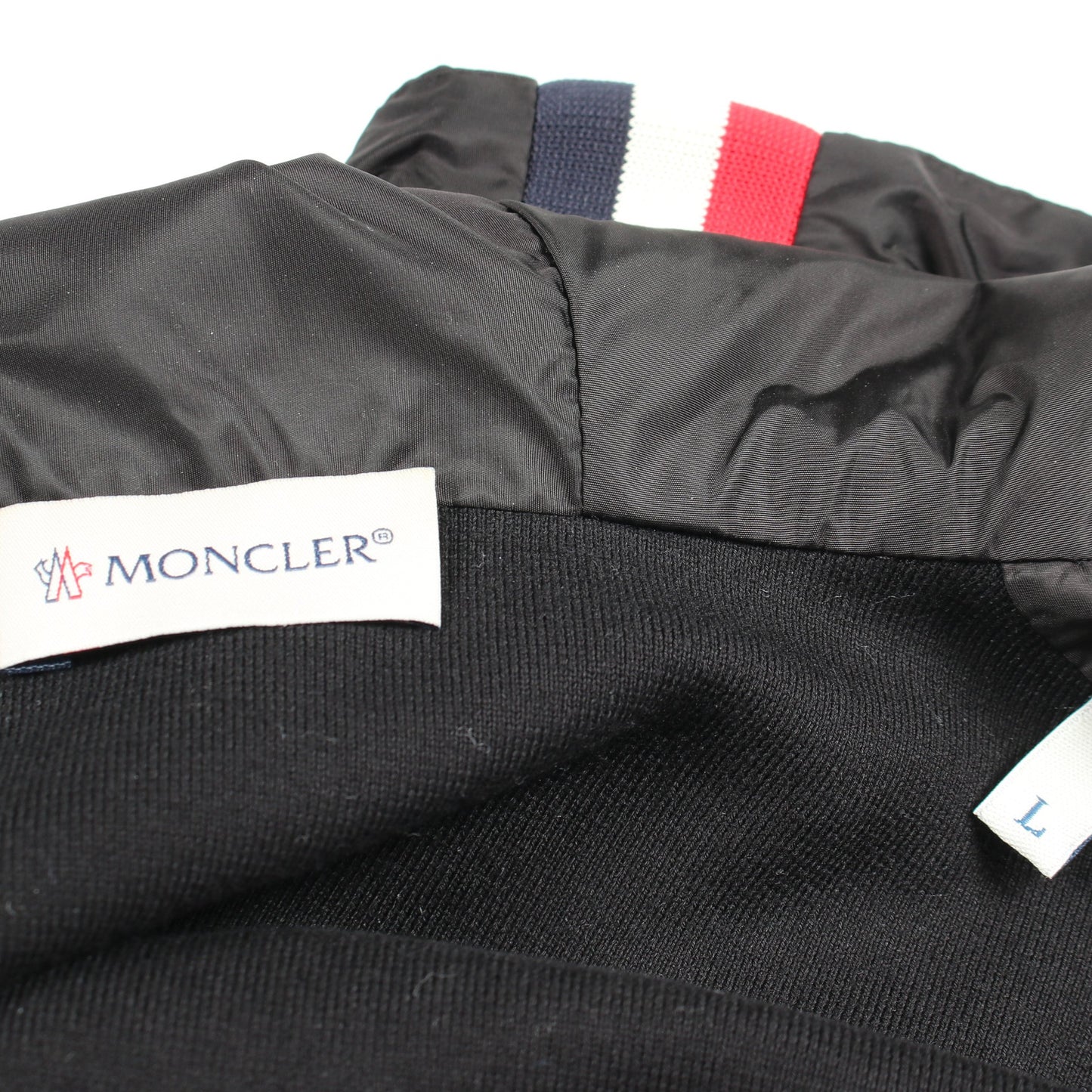 ニット切替 ジップアップパーカー ジャケット ナイロン コットン ブラック モンクレール アウター MONCLER