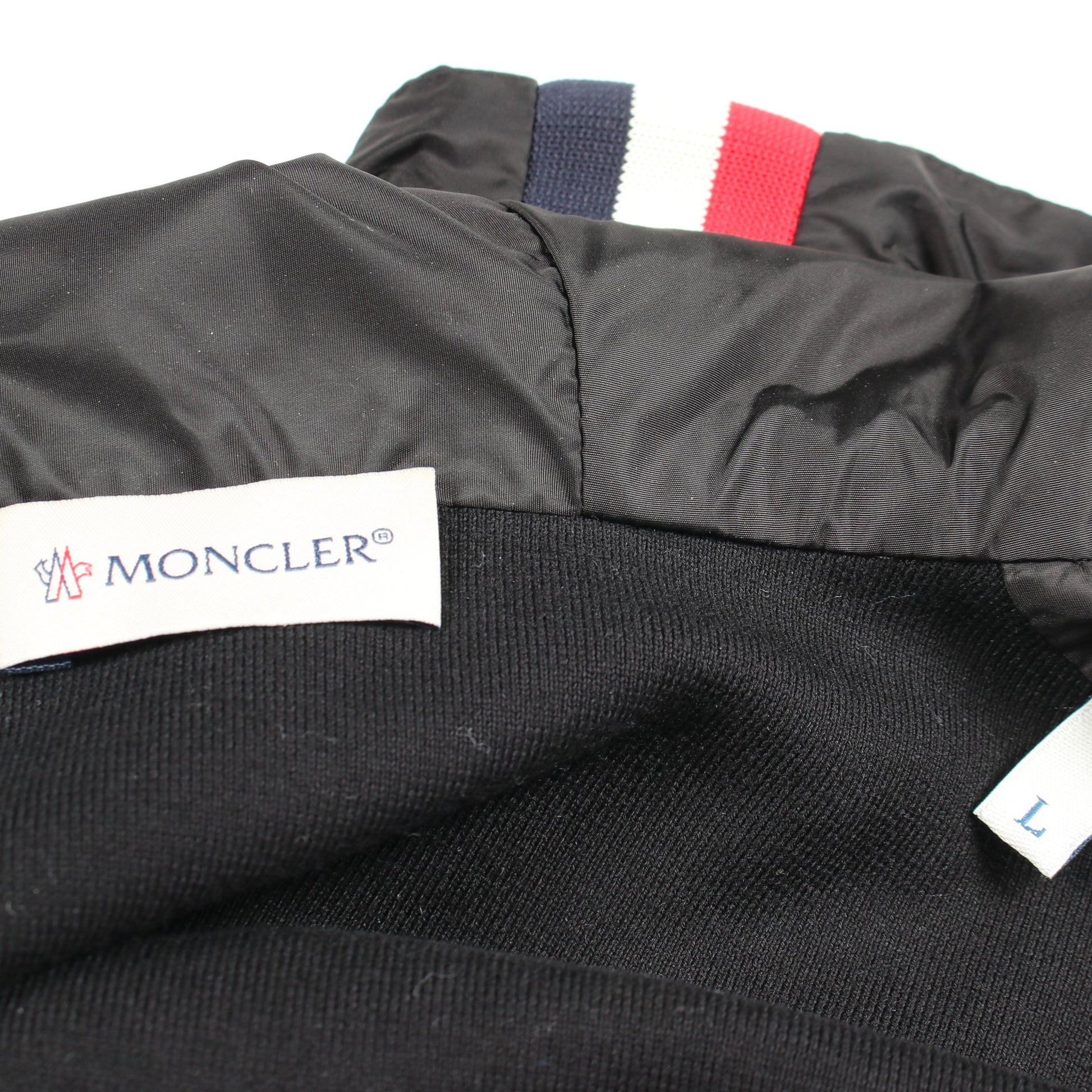 ニット切替 ジップアップパーカー ジャケット ナイロン コットン ブラック モンクレール アウター MONCLER
