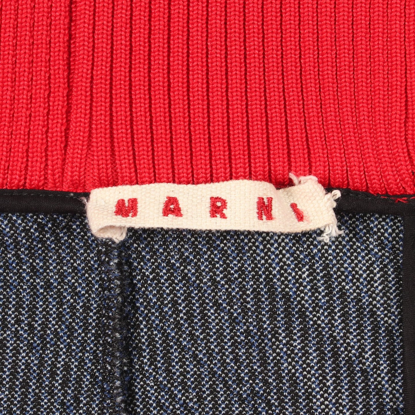 リブジャカード チェック ニット スカート コットン ナイロン ネイビー マルニ ボトムス MARNI