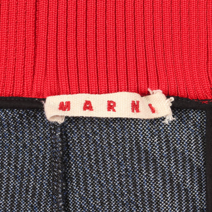 リブジャカード チェック ニット スカート コットン ナイロン ネイビー マルニ ボトムス MARNI