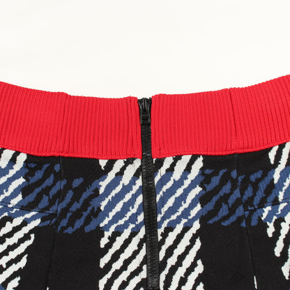 リブジャカード チェック ニット スカート コットン ナイロン ネイビー マルニ ボトムス MARNI
