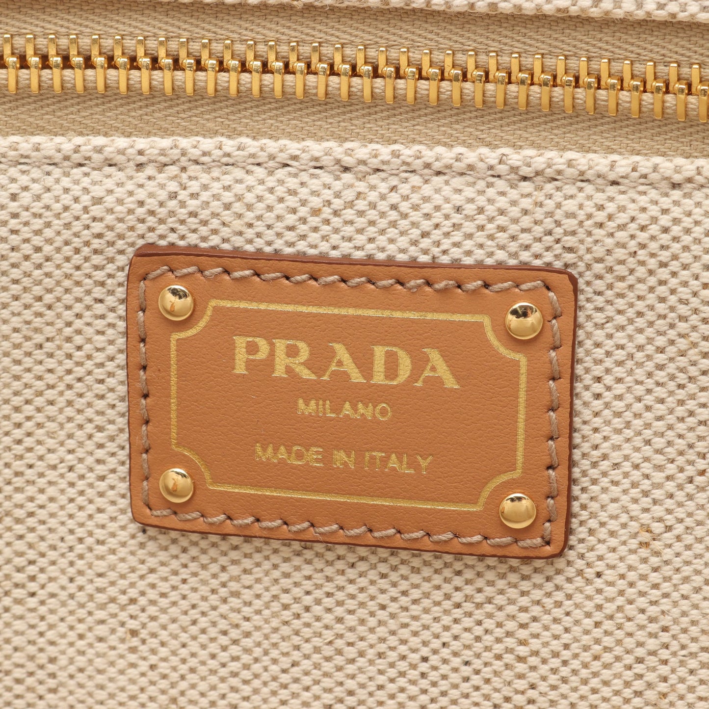 ジャルディニエール リネンブレンド ハンドバッグ トートバッグ キャンバス アイボリー ライトブラウン プラダ バッグ PRADA