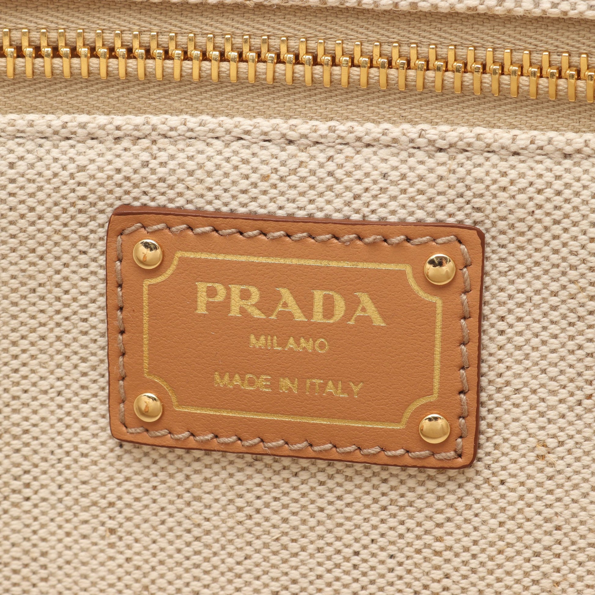 ジャルディニエール リネンブレンド ハンドバッグ トートバッグ キャンバス アイボリー ライトブラウン プラダ バッグ PRADA
