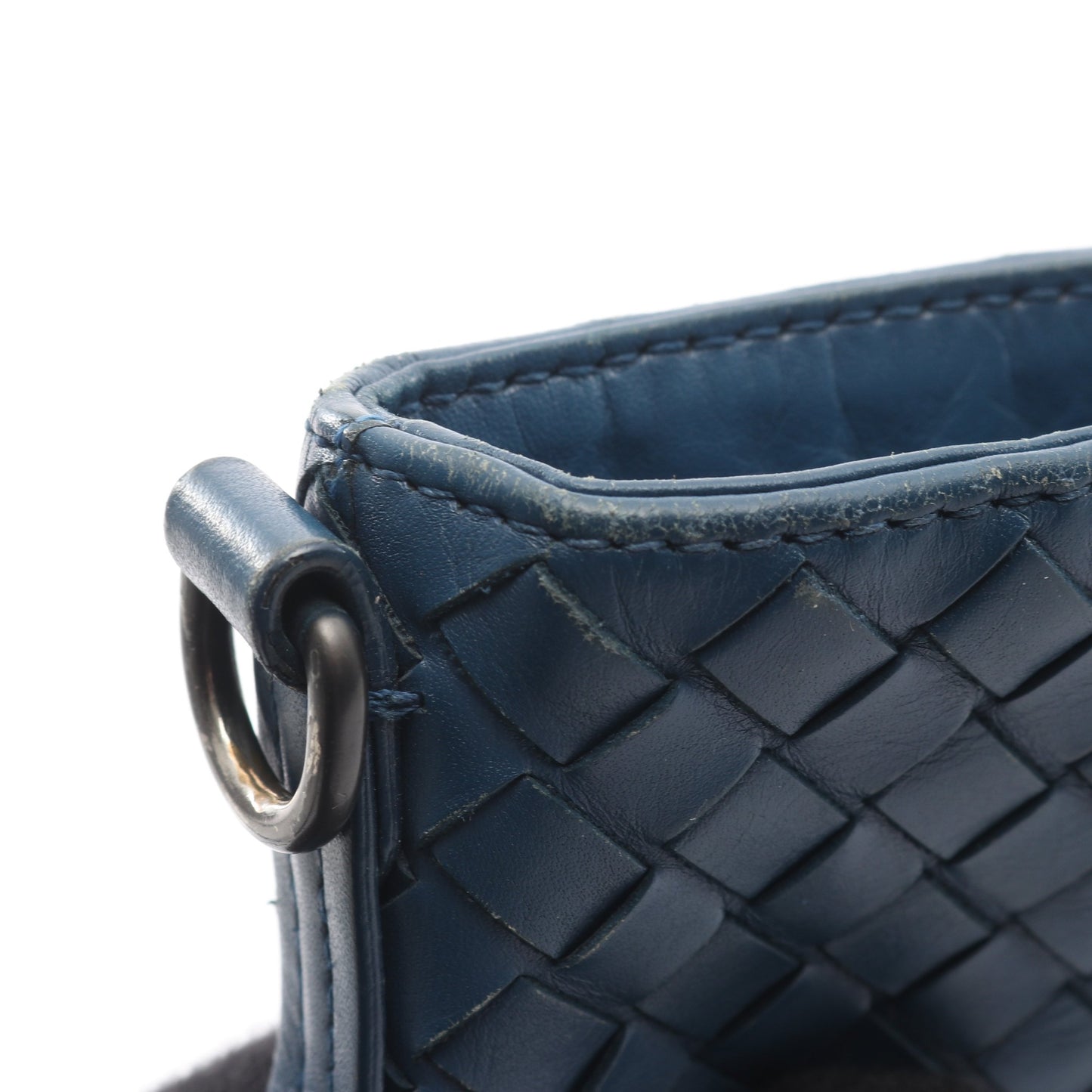 イントレチャート スモール メッセンジャーバッグ ショルダーバッグ レザー ブルー ボッテガヴェネタ バッグ BOTTEGA VENETA