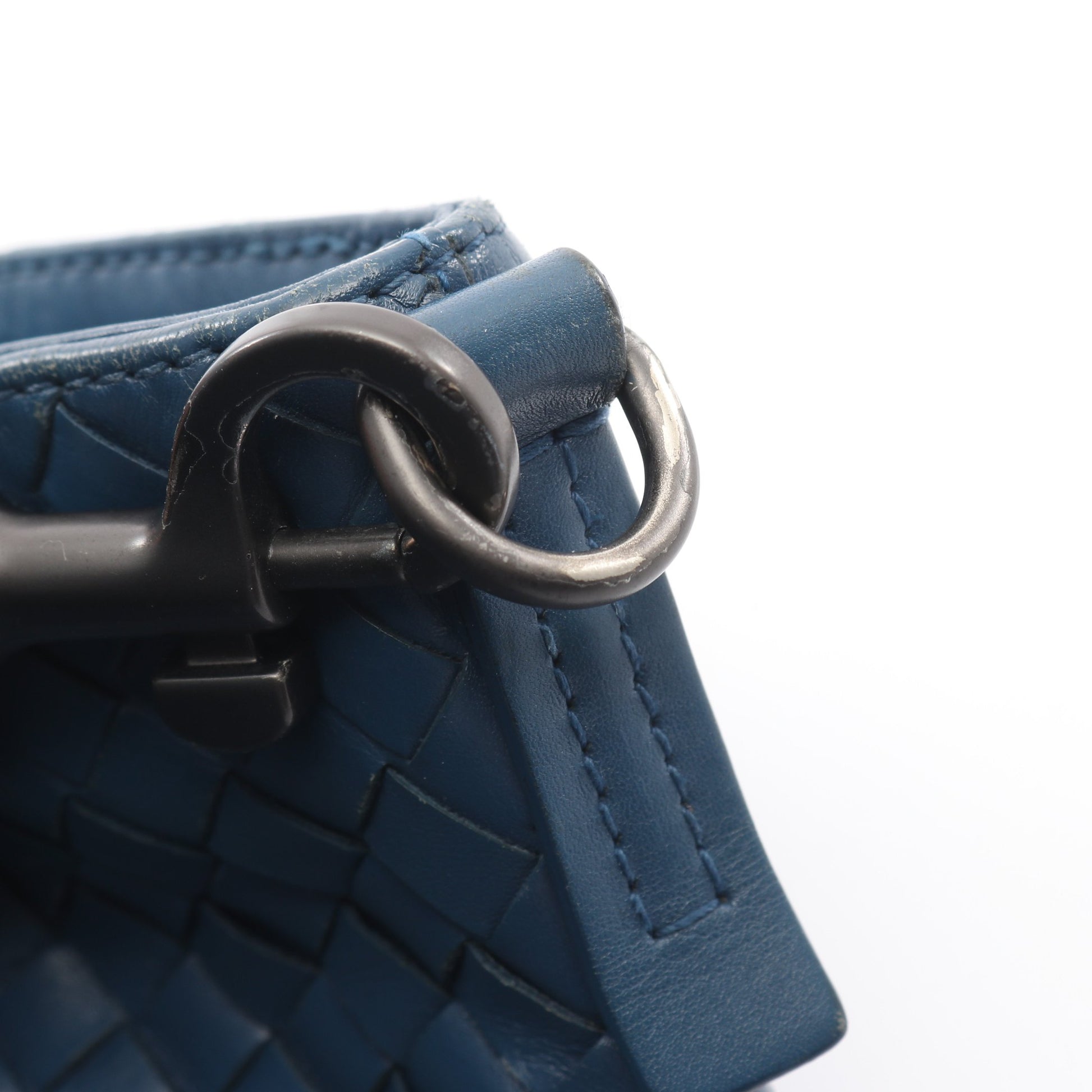 イントレチャート スモール メッセンジャーバッグ ショルダーバッグ レザー ブルー ボッテガヴェネタ バッグ BOTTEGA VENETA