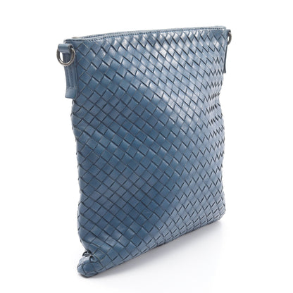 イントレチャート スモール メッセンジャーバッグ ショルダーバッグ レザー ブルー ボッテガヴェネタ バッグ BOTTEGA VENETA