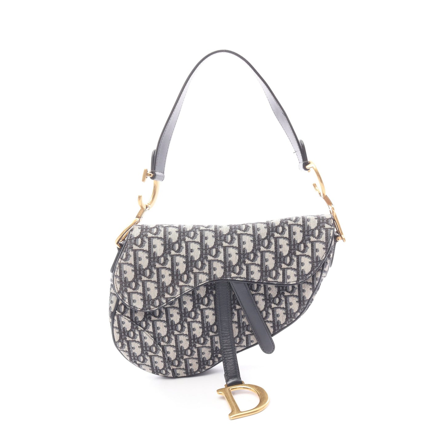 サドルバッグ オブリークジャカード ハンドバッグ キャンバス レザー ベージュ ネイビー クリスチャンディオール バッグ Christian Dior