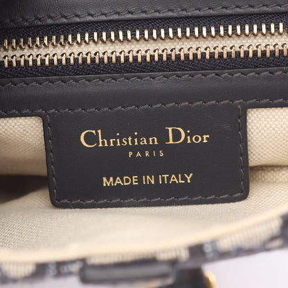サドルバッグ オブリークジャカード ハンドバッグ キャンバス レザー ベージュ ネイビー クリスチャンディオール バッグ Christian Dior
