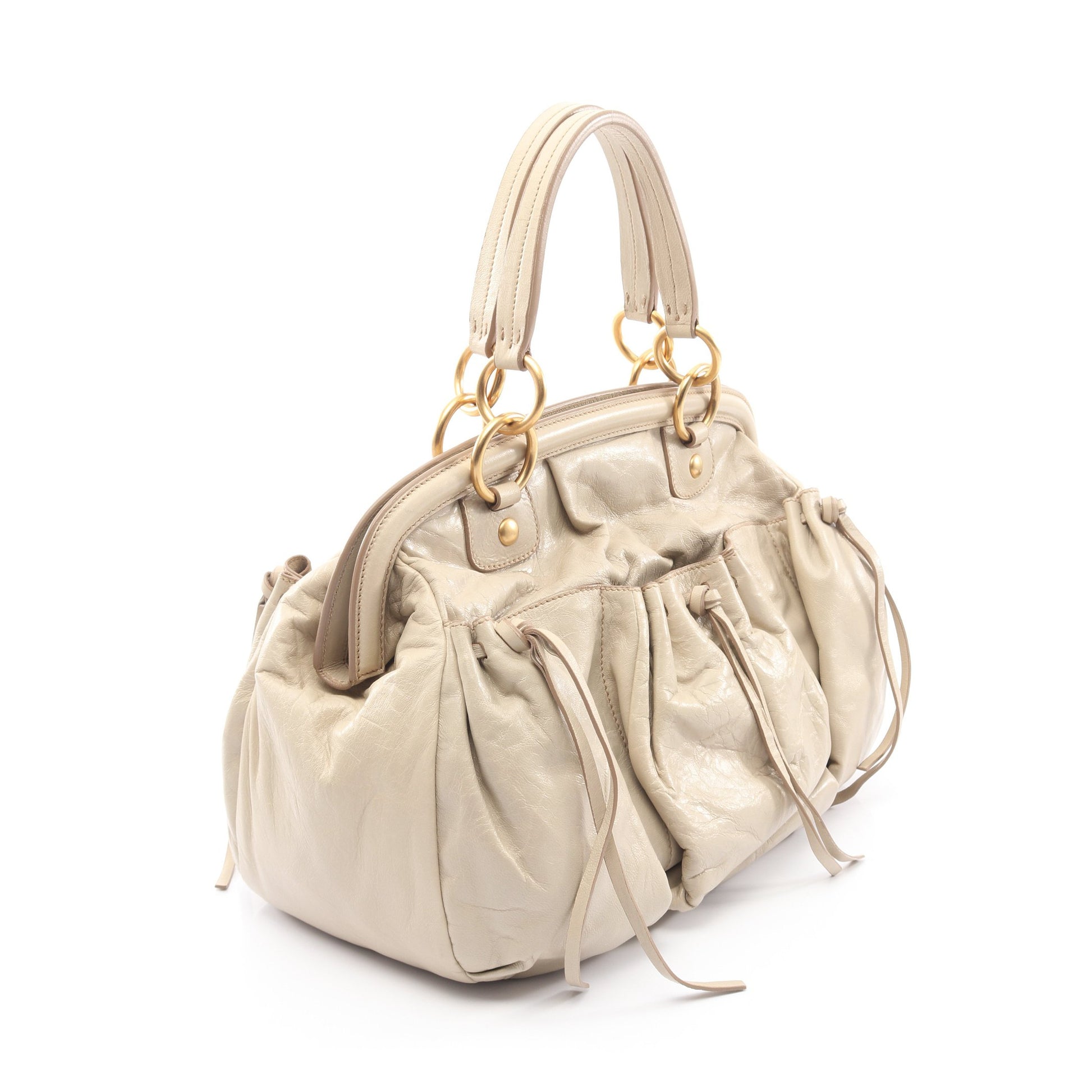 2WAY ハンドバッグ レザー ベージュ ミュウミュウ バッグ miu miu