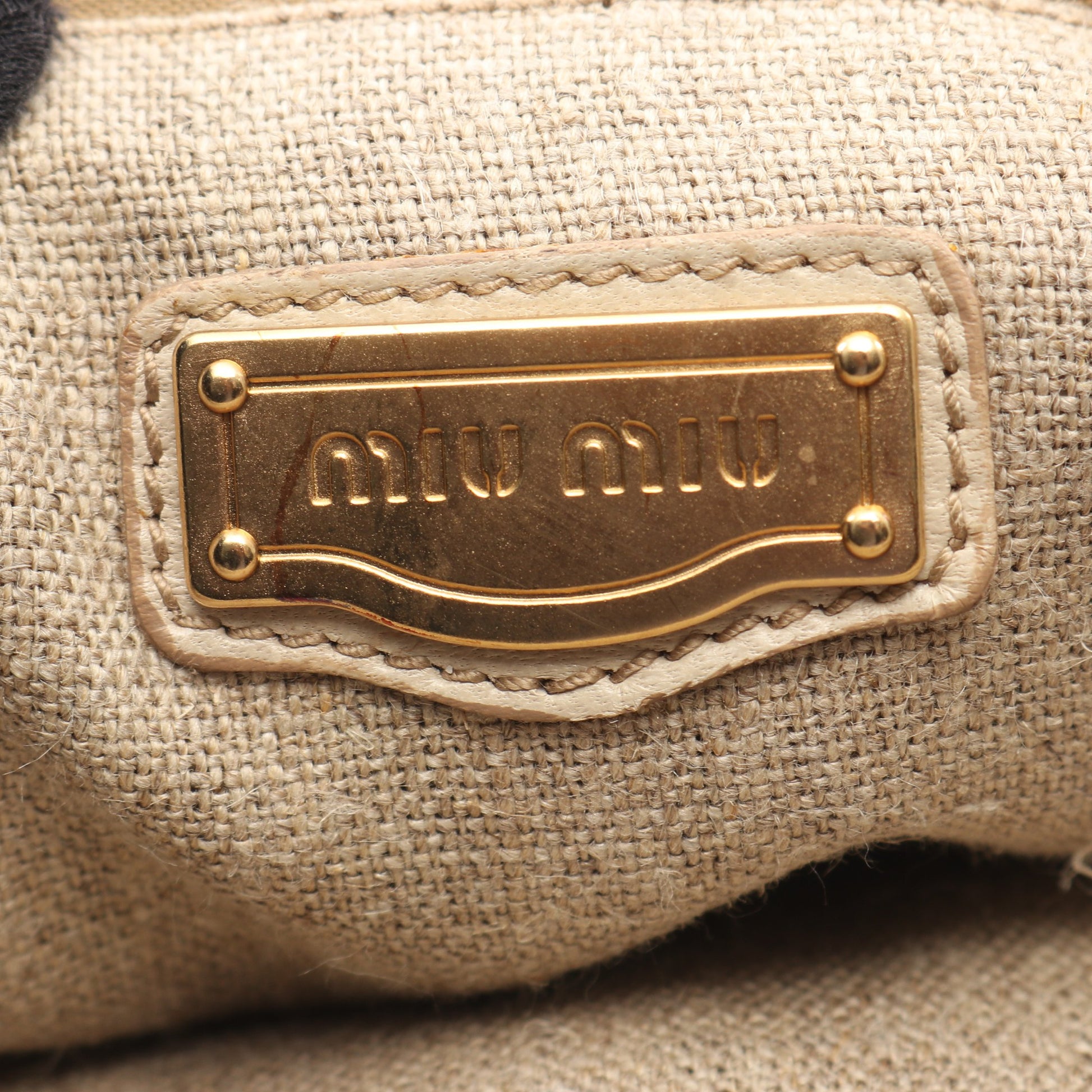 2WAY ハンドバッグ レザー ベージュ ミュウミュウ バッグ miu miu