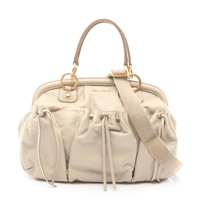 2WAY ハンドバッグ レザー ベージュ ミュウミュウ バッグ miu miu