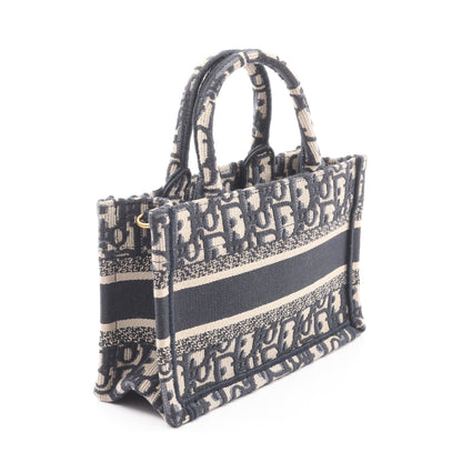 BOOK TOTE ブックトート ミニ オブリーク 2WAY ハンドバッグ トートバッグ キャンバス ライトベージュ ネイビー クリスチャンディオール バッグ Christian Dior