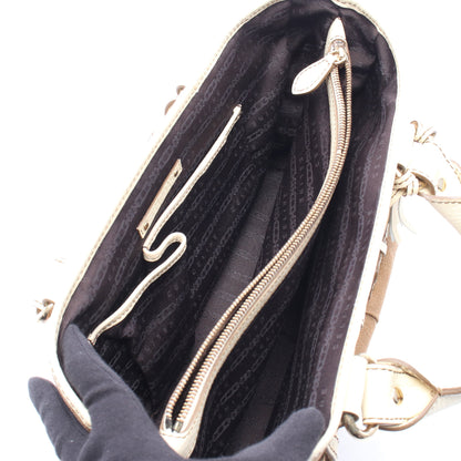 ブギーバッグ チャーム付き ハンドバッグ キャンバス レザー ブラウン アイボリー セリーヌ バッグ CELINE