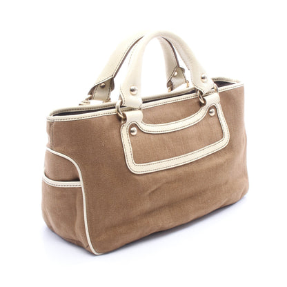ブギーバッグ チャーム付き ハンドバッグ キャンバス レザー ブラウン アイボリー セリーヌ バッグ CELINE