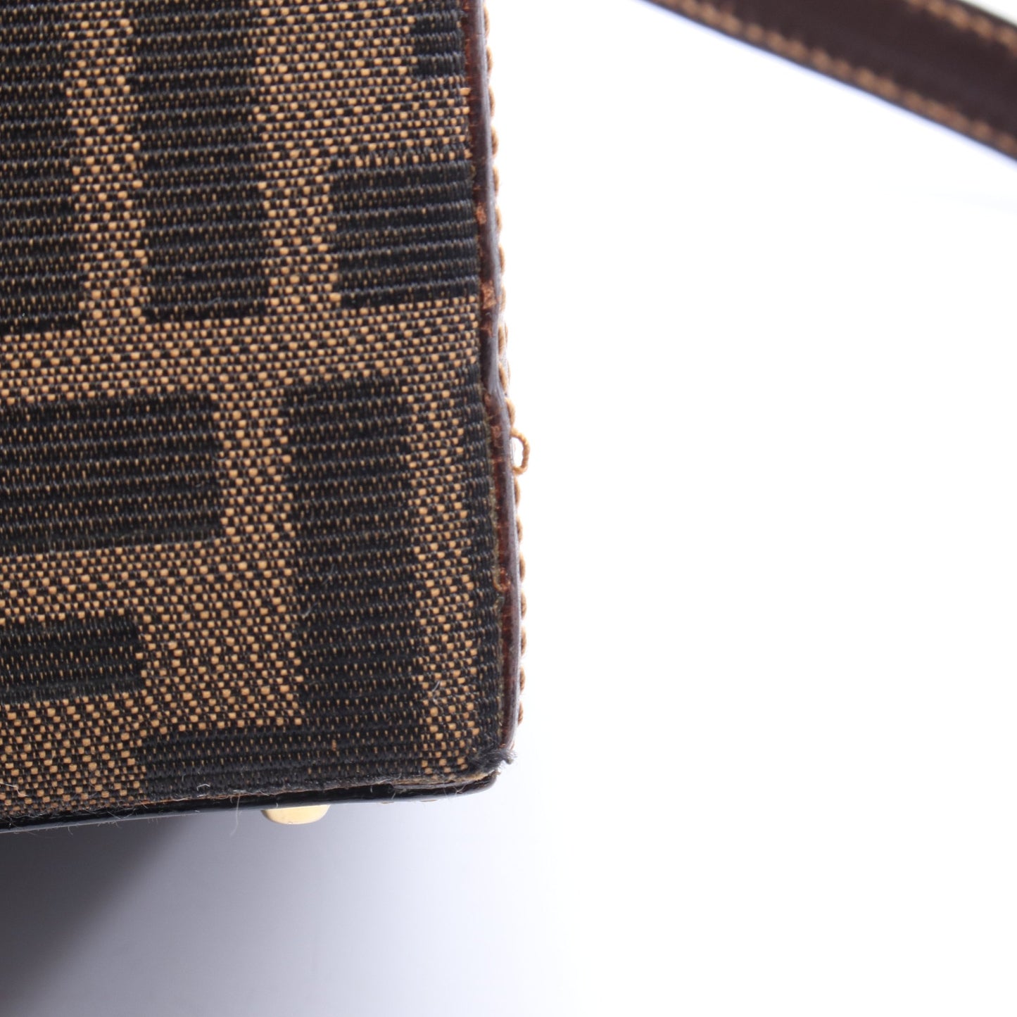 ズッカ 2WAY ハンドバッグ キャンバス レザー ブラウン ダークブラウン フェンディ バッグ FENDI