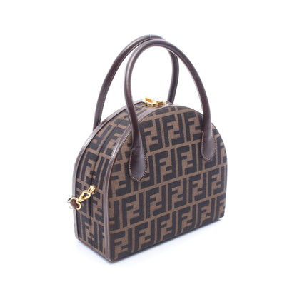 ズッカ 2WAY ハンドバッグ キャンバス レザー ブラウン ダークブラウン フェンディ バッグ FENDI